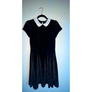 Velvet White Collar Dress